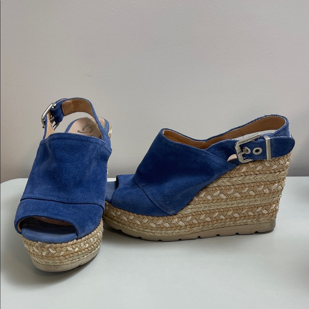 Kanna Blue Suede Espadrille Wedges